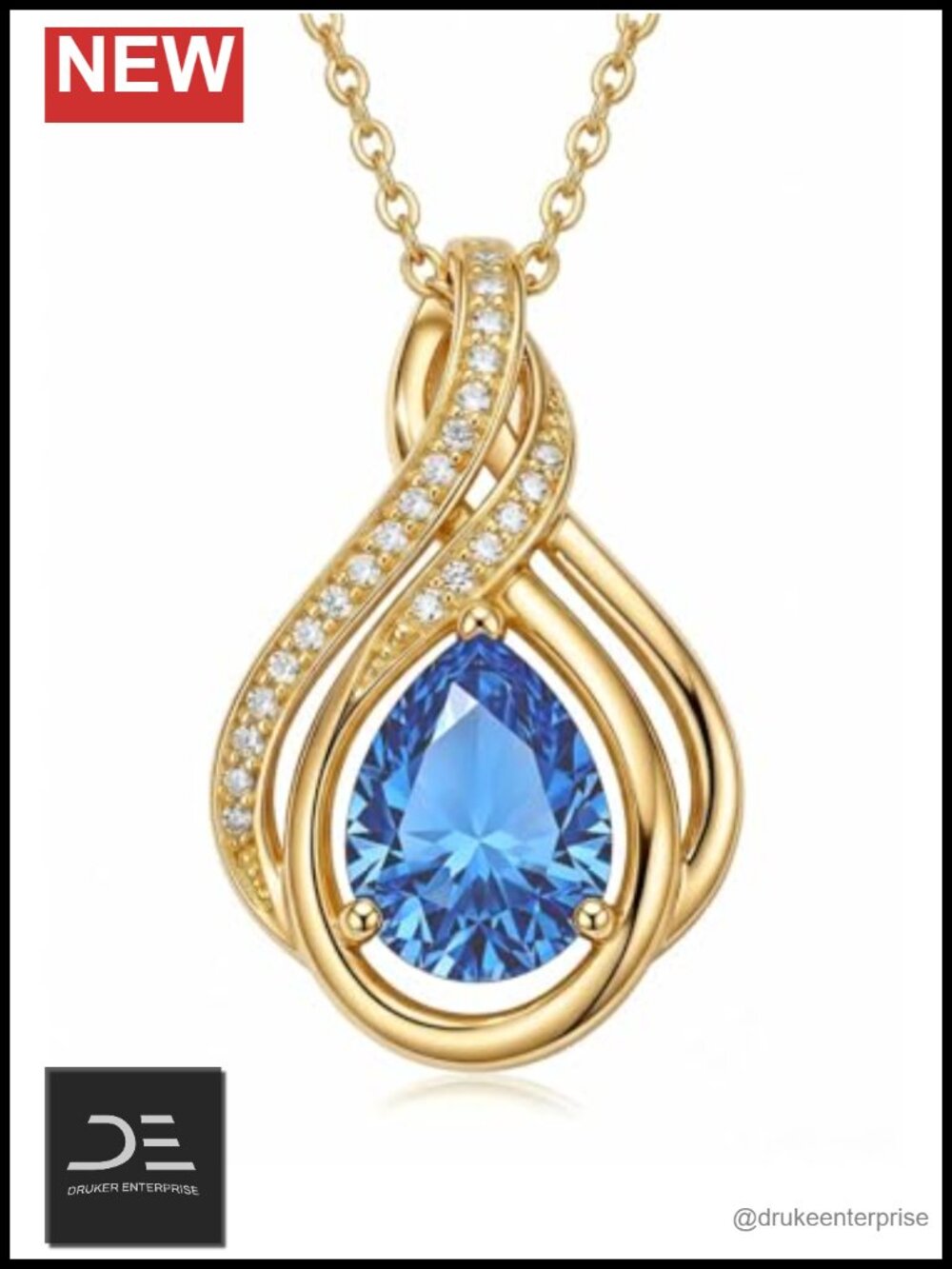14K Gold Plated Infinity Teardrop Birthstone Necklace Women